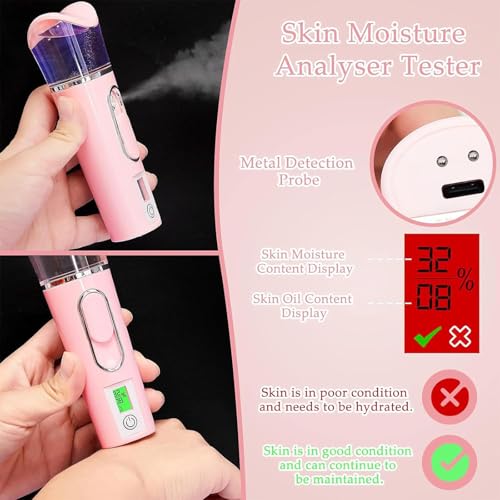 Nano Mist Sprayer with Skin Analyzer - 2 Pack USB Rechargeable