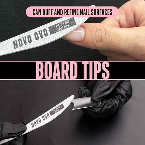 NOVO OVO Thin Nail File 10 PCS Professional Double Sided Extra Slim,Reusable,Emery Board(100/180 Grit) Nail Styling Tools for Home and Salon,Manicure Pedicure Tool and Nail Buffering Files