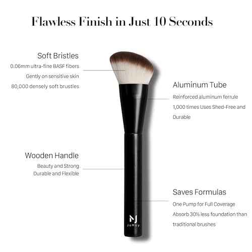 Professional Foundation Brush for Liquid Makeup - 0.06mm Ultra-Fine Bristles | Contour brush Liquid Cream Blending Angled Shape | No Shedding & Easy Clean | Kabuki Makeup Brushes