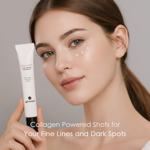 glowiest Dream Glow Collagen 82 Eye Cream- French Collagen eye cream Dark Circle under eye treatment korean eye cream, Glowing Day and Night Care Not Tested on Animals -0.7oz./20g