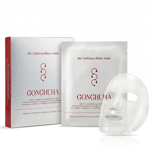 Red Ginseng Bio Cellulose Face Mask - Deep Hydrating Sheet Mask with Honeysuckle & Cica - Soothing Korean Skincare for Glowing Skin - 5 Count Box