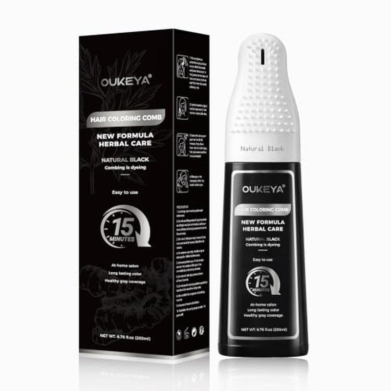 2-in-1 Black Hair Dye Comb, No-Mix Gray Coverage