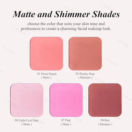 KYDA Baked Blush Powder - Matte & Shimmer Pink, Lightweight Buildable