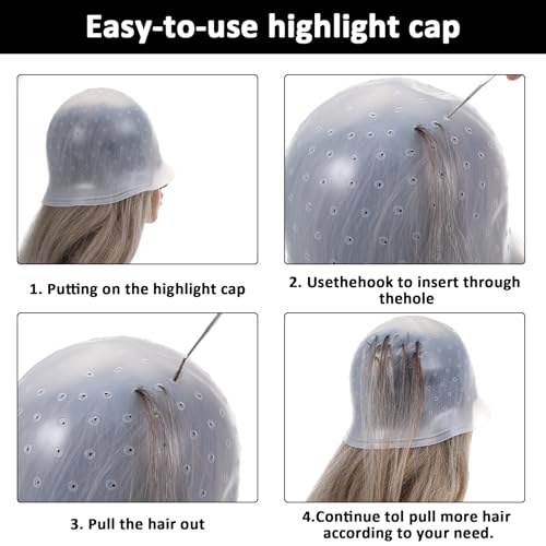 Silicone Highlighting Cap Set with Hook Needle & Color Brushes