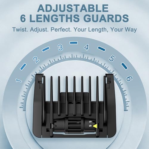 6-in-1 Adjustable Beard & Hair Trimmer Guard Set for QP Series, Skin-Friendly, Easy Snap-On