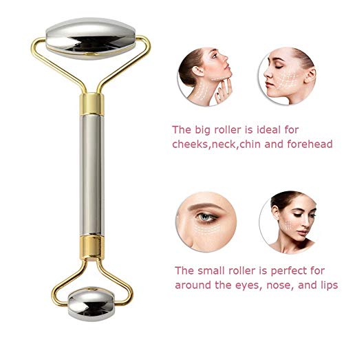 Ejoyfuture Stainless Steel Beauty Roller, Face Facial Roller Skin Care Tools, Massager for Face, Eyes, Neck, Body Muscle Relaxing and Relieve Fine Lines Wrinkles (Golden)