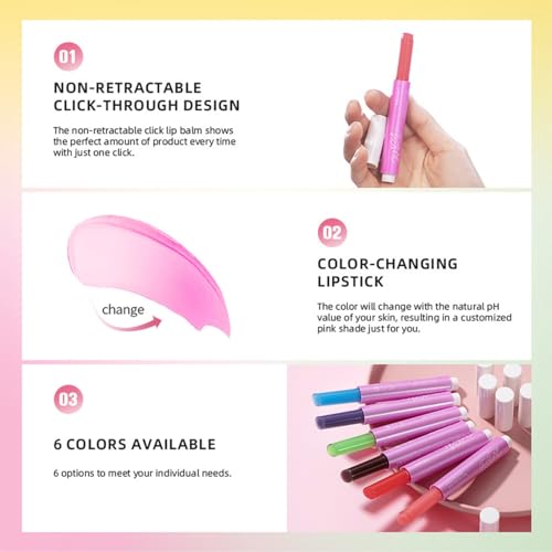 MAEPEOR Tinted Lip Balm 6 Colors Moisturizing Lip Balm Hydrating Changing Lip Gloss for Lip Care and Dry Lip (01 Rose)