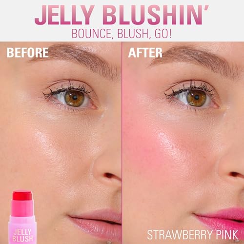 Revolution Jelly Blush Stick Lip & Cheek Stain Strawberry Red