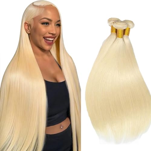 613 Blonde Straight Human Hair Bundles - Unprocessed Brazilian 3 Pack
