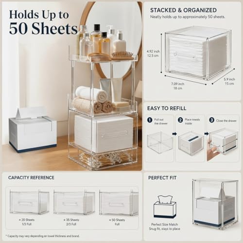Qinyoung 4-Tier Acrylic Vanity Organizer for XL Facial Towels