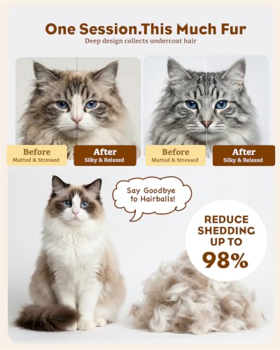 2-in-1 Cat Grooming Brush for Dematting & Deshedding - Safe for Sensitive Cats