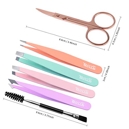 6-Pc Eyebrow Tweezers Kit with Scissors & Brush