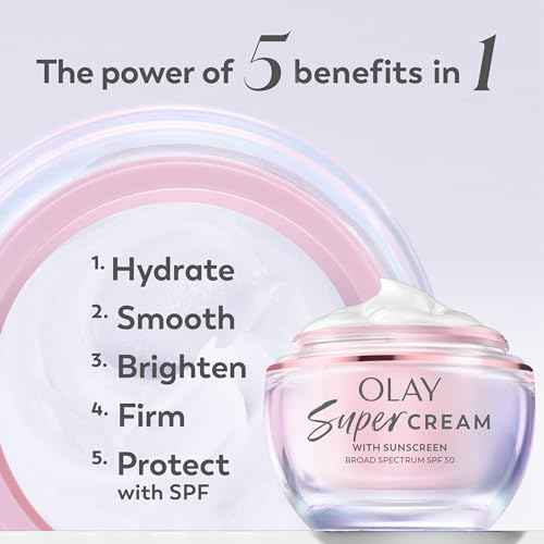 Olay Super Cream with Sunscreen SPF 30, Trial Size, Lightweight Face Moisturizer with Sun Protection, 5-in-1 Skin Care Benefits - Hydrating, Brightening, Firming - Niacinamide, Vitamin C, 15 mL