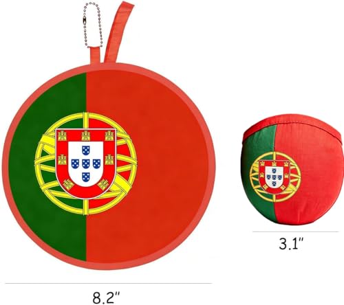 Portugal Flag Folding Hand Fans 3 Pack, 8.2" Round Fabric
