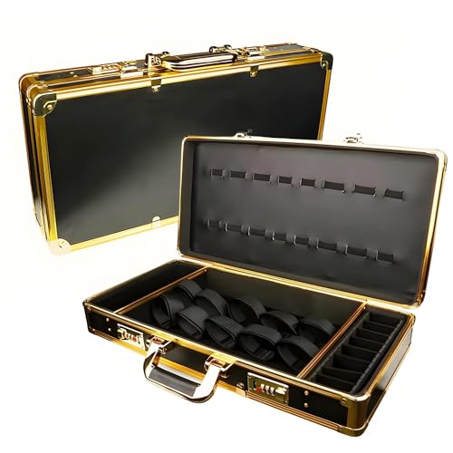 Gold Barber Case with Code Lock & Shoulder Strap