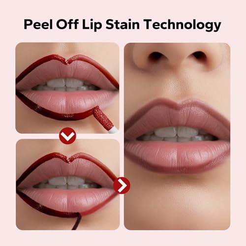 CharmCherry Rose Pink Lip Stain Peel Off Long Lasting Waterproof Lip Liner