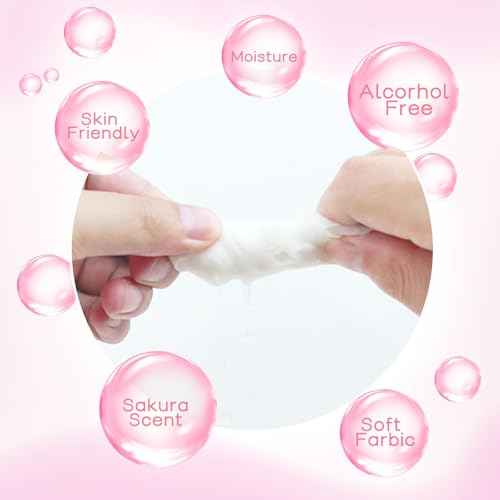 Pack of 50 Makeup Remover Wipes Individually Wrapped,Sakura Scent,Face Cleansing Wipes Bulk, Travel Towelette Makeup Remover Cloth for Face Cleansing Skin Care Remove Makeup