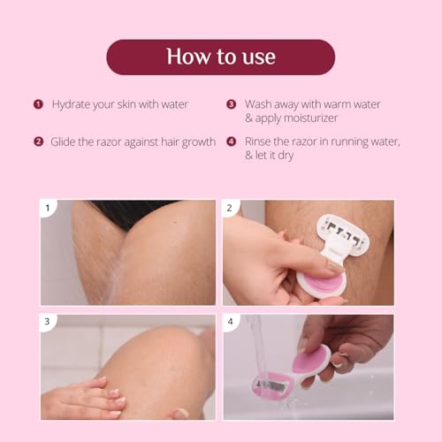 Carmesi Body Razor Mini for Women | 5-Blade Precision Shaving | Aloe Vera & Vitamin E Lubrication Strip | Travel Case Included | Smooth, Gentle Hair Removal for Sensitive Skin