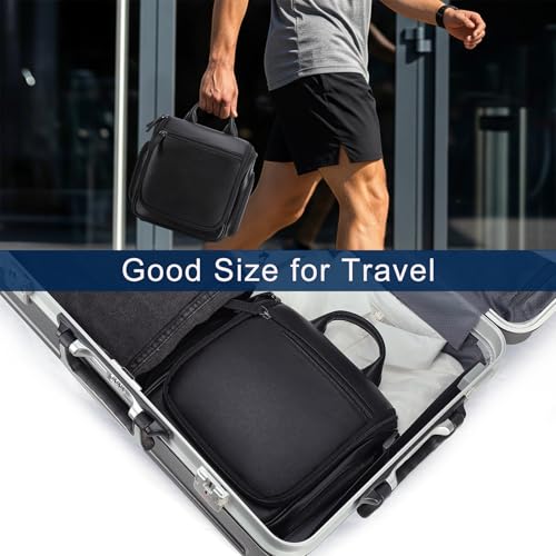 Masa Kawa Black Leather Travel Hanging Toiletry Bag for Men – Large