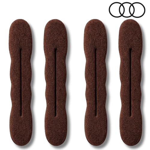 Styla Hair Foam Bun Maker - 4 Pack Large Brown Sponge Shaper