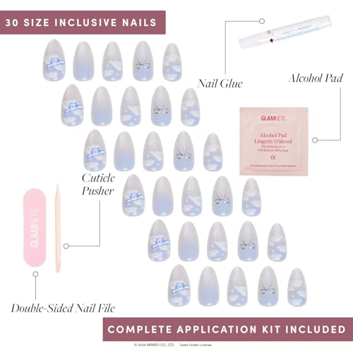 Glamnetic Cinnamoroll Press On Nails - Pale Blue 3D Velvet