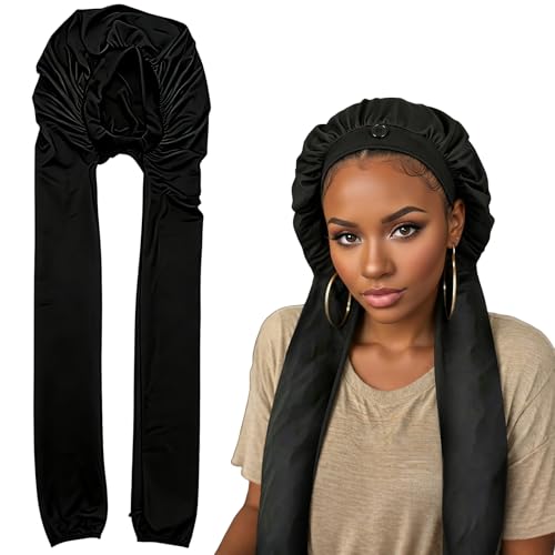 FOWSRHRG Long Sleeping Hair Bonnet for Braids, Curls & Locs, Breathable & No Slip