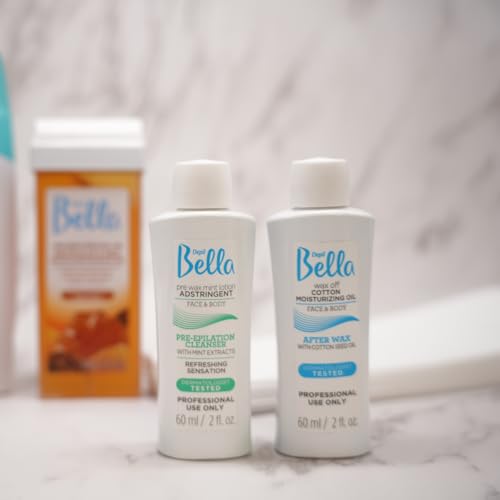 Depil Bella Waxing Bundle: Pre-Wax Astringent Lotion with Mint & Post-Wax Oil with Cotton Seed, 60 ml Each