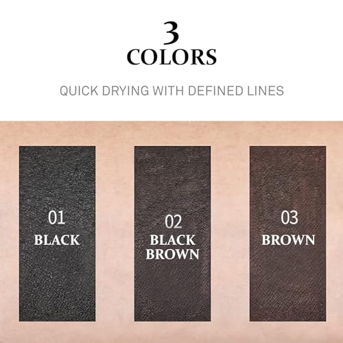 COSNORI Superproof Brush Eyeliner 02 Black Brown - 24h Pen Eyeliner ? Super Slim Lasting Liquid Eye Liner - Smudge, Budge Resistant Wear ? Allergen Free - 0.02 fl.oz.