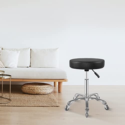 Adjustable Rolling Stool with Wheels, Heavy Duty Hydraulic Swivel Chair