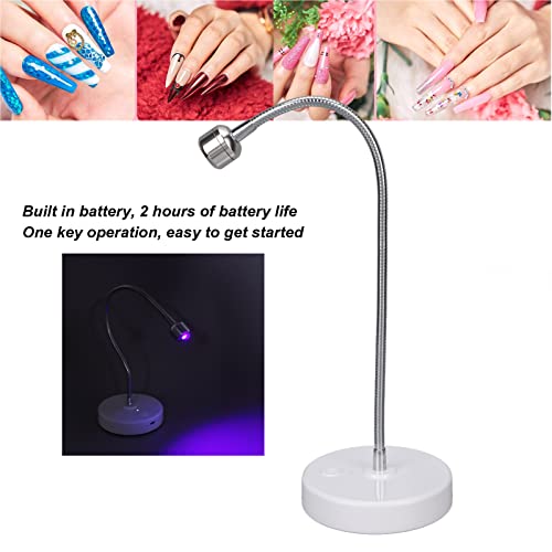 UV LED Nail Lamp, 3W USB Professional Nail Dryer with 360¡Æ Rotatable Gooseneck, Fast Drying Portable Gel Nail Polish Curing Lamp Built in 1000mAh Battery for Home, Nail Salon,