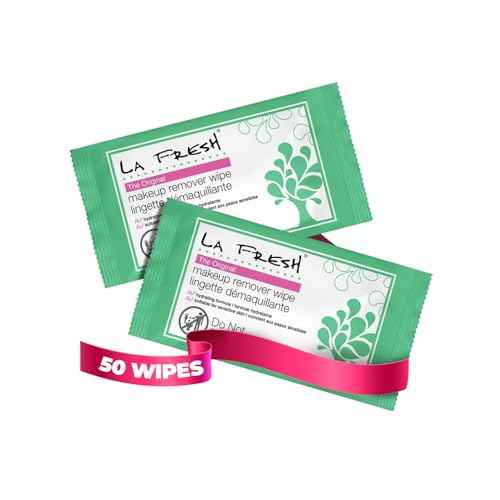 LA Fresh Makeup Remover Wipes with Vitamin E - Make up Remover Wipes for Face, Eyes, Lips - Face Wipes Travel Essentials - Case of 50ct Makeup Wipes