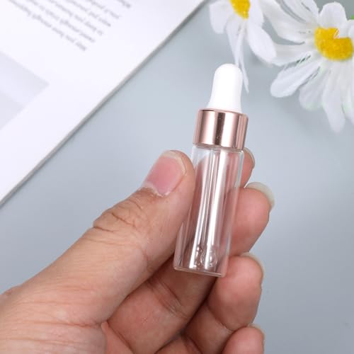 8 Pack Glass Dropper Bottles with Rose Gold Caps – 2ml to 5ml