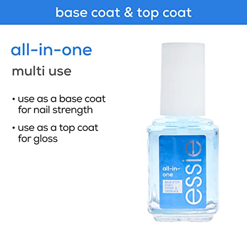 essie Salon-Quality Nail Polish Bundle, Vegan, Peachy Coral, Peach Side Babe + All In One Base Coat and Top Coat, 0.46 fl oz each