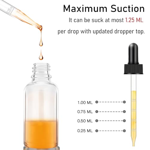 2 Pack 4oz Clear Glass Dropper Bottles for Essential Oils