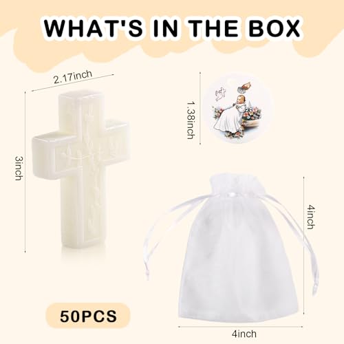50 Pcs Baptism Favors Set Cross Soap for Girls and Boys,Baptism Party Favors for Guests,Christening Souvenirs for First Communion Favors,Recuerdos De Bautizo Para Ni?o Ni?a,Primera Comunion Recuerdos