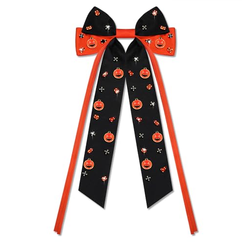 Halloween Hair Bows Accessories for Women Spooky Halloween Hair Clips Candy Corn Boo Pumpkin Ghost Hair Bows Large Orange Black Hair Ribbons Barrettes Halloween Outfits Costume Gifts (Pattern N)