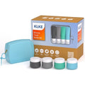 23-Piece All-in-One Silicone Travel Bottles Set ? TSA Approved Leakproof Toiletry Kit with Double Bags, Flat Easy-Squeeze Bottles with Tactile Icons, Cream Jars, Pump & Spray, Cleaning Brush