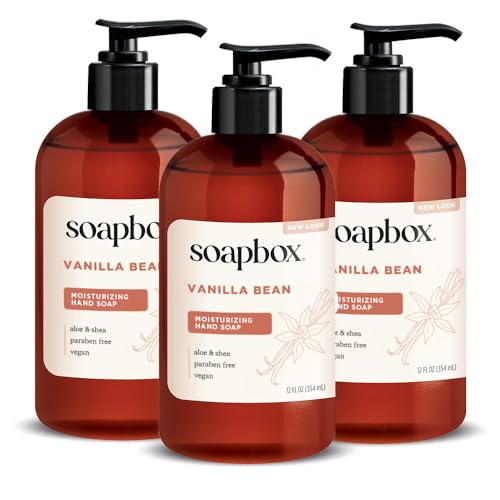 Soapbox Vanilla Bean Liquid Hand Soap - Moisturizing Hand Wash, 3 Pack