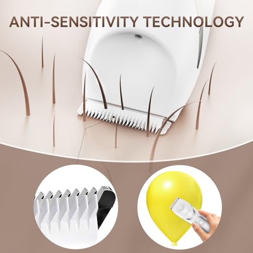 ANLAN Women's Electric Shaver Waterproof IPX6, Rechargeable Bikini Trimmer with LED Display, 0mm Comb for Legs Underarms Sensitive Skin (White Silver)
