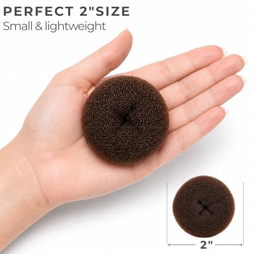 Styla Hair Small Donut Bun Maker for Kids - 6 Pack Brown