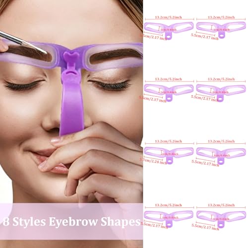 Amariver Eyebrow Stencil Kit - 8 Reusable Templates with Handle