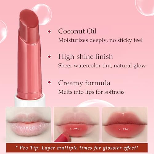 Hydrating Lip Plumper Gloss Balm with Sheer Tint & Glassy Shine