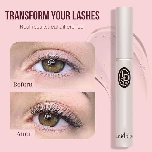 Eyelash Growth Serum for Thicker,Longer lash and Eyebrow Unidollss Lash Serum for Eyelash Growth Visible Results in 4 Weeks Lash Enhancing Treatment with Nourishing Botanical,Vegan & Cruelty-Free 3ml