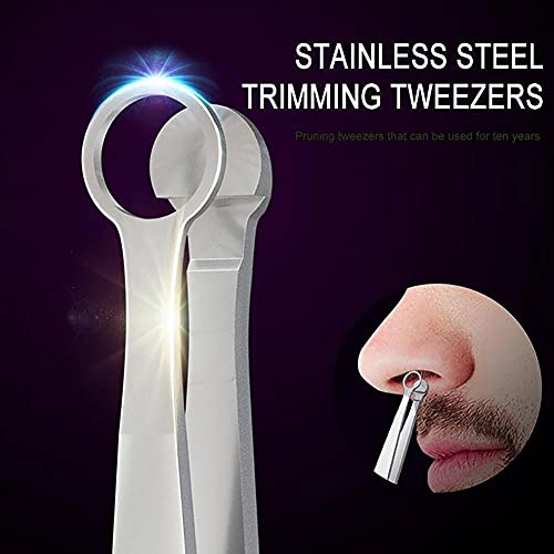Anvirtue Universal Nose Hair Trimming Tweezers, Stainless Steel Eyebrow Trimmer, Friendly Round Tip, No Mirror Needed Easy Cut, for Noses, Sideburns, Brow, Body (1PC)