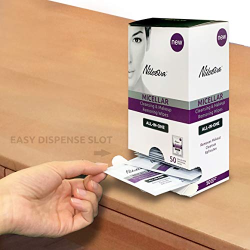 Face Makeup Remover I Makeup Cleansing Wipes For Home, Travel or Hotels, Makeup Retail I SINGLE WIPES I Easy Dispensing Box For Hotels (50 Wipes)