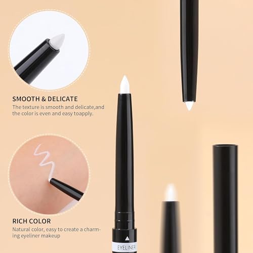 docolor Waterproof Eyeliner Pen Super Slim Precise All Day Eye Liner Gel (Black & White, 2PCS)