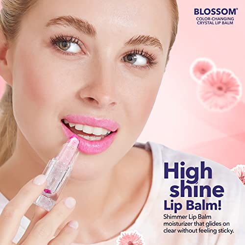 Blossom Moisturizing Color Changing Shimmering Lip Balm Sparkle Lip Stain Tint, Infused with Real Flowers, 3g, Blush