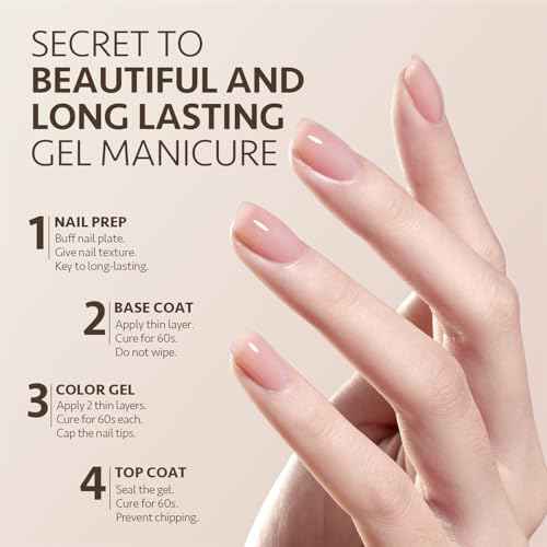 GAOY Gel Top Coat and Base Coat Set, 2 Pcs 7.3ml Glassy Top Coat and No Wipe Foundation Combination for UV Light Cure Gel Nail Polish