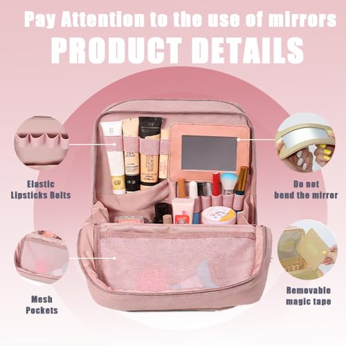 Geerlaqaly standing makeup bag, toiletry Bag 2-in-1 Women's Large Capacity Foldable Travel Makeup Storage Bag, Dry wet separation layer,Portable,black