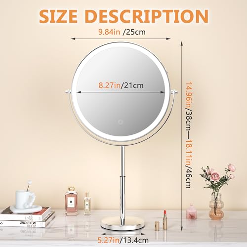 Hasipu 10¡± LED Makeup Mirror with 7X Magnification - Rechargeable Vanity Mirror, 3 Color Modes, Touch Control, 360¡Æ Rotation & Adjustable Height